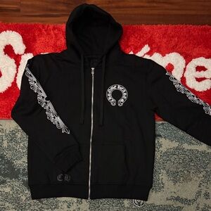 Chrome Hearts Black Zip-Up with White Graphics